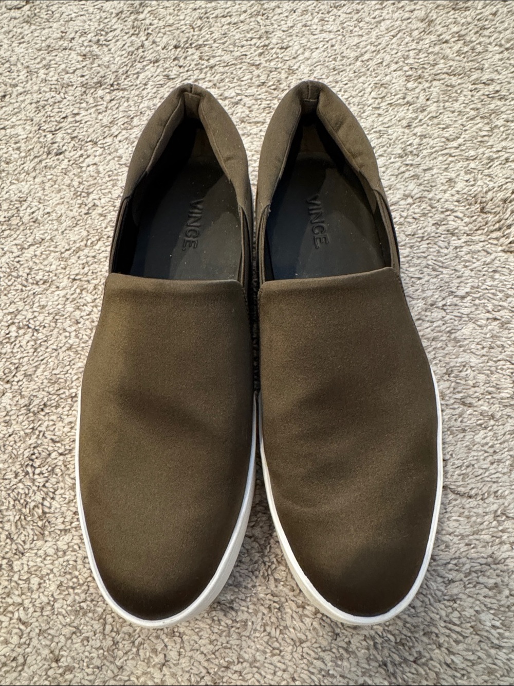 Vince Olive Green Slip-On Loafers